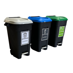 Simpler Recycling Station - x3 Wheelie Bins with A4 Stickers