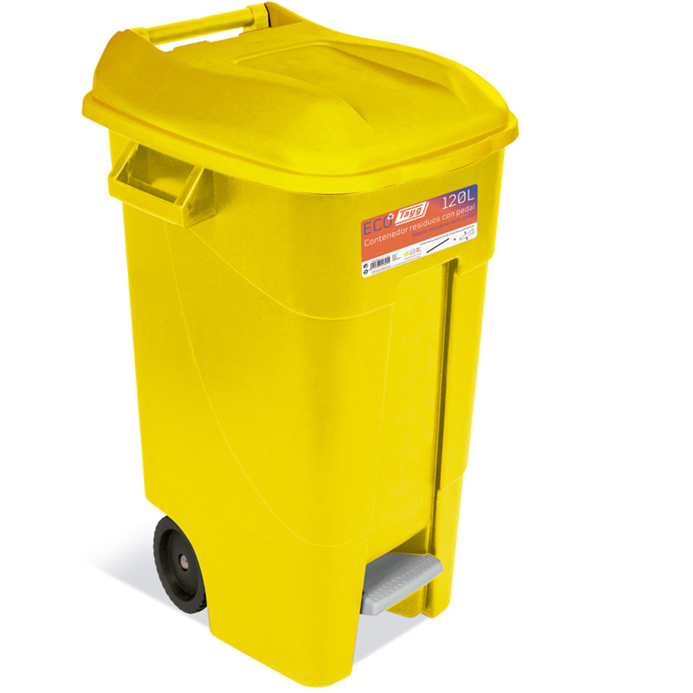 120 Litre Yellow Clinical Waste Bin - Pedal Operated