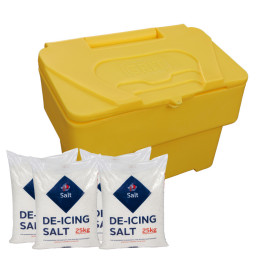 3.5 Cu Ft Grit Bin with 4x 25 kg Bags of White Rock Salt