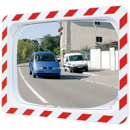 800 x 600mm Polymir Traffic Mirror with Red & White Frame