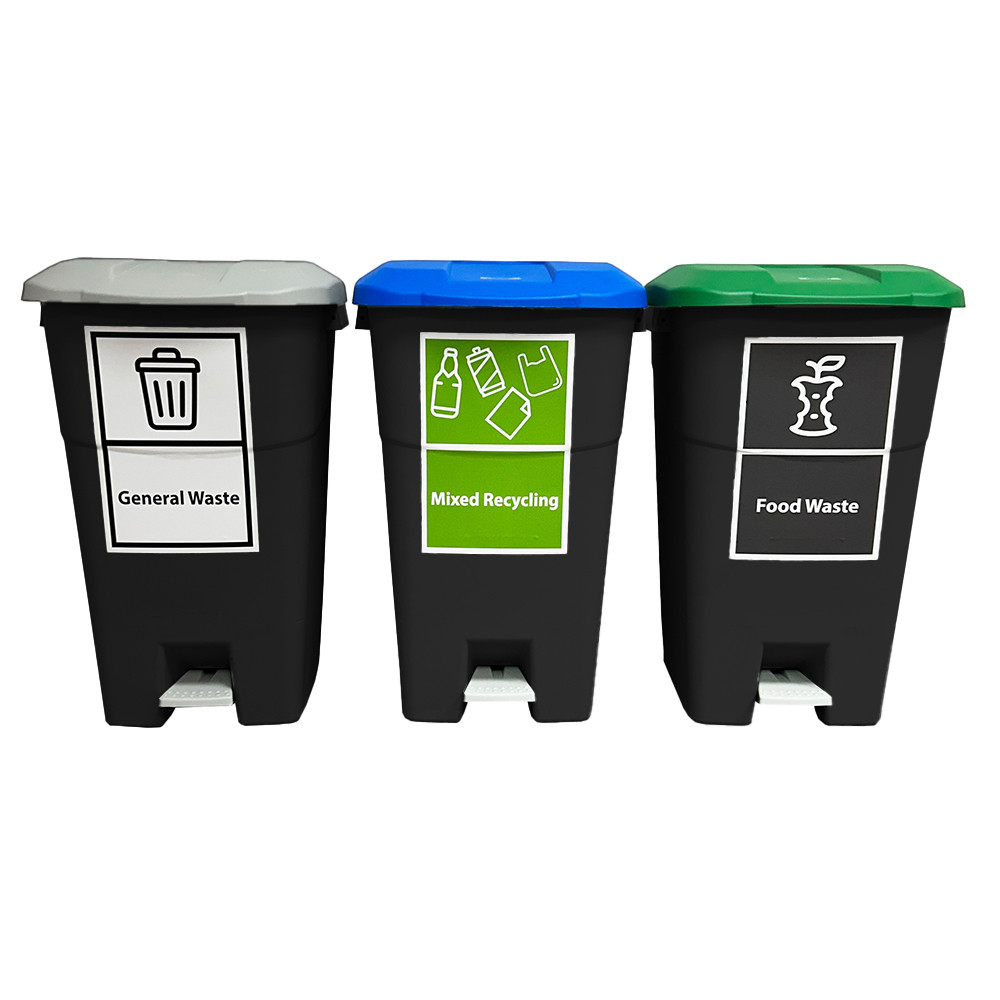 Simpler Recycling Station - Pedal Bin with A4 Stickers
