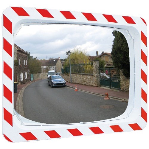 600 x 400mm P.A.S Traffic Mirror with Red & White Frame