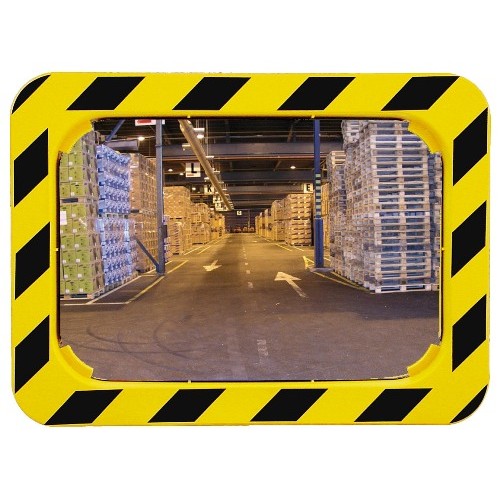 600 x 400mm P.A.S Yellow and Black Framed Industry and Workplace Mirror