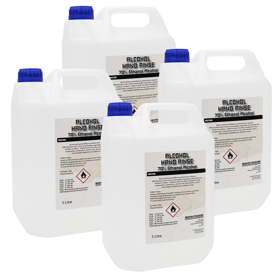 70% Alcohol Hand Sanitiser Rinse - 5 Litre - Pack of 4