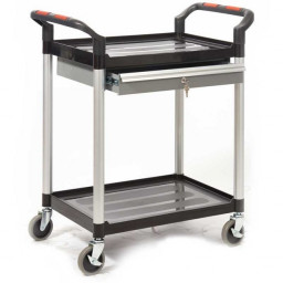 ProPlaz 2 Shelf Trolley with Steel Drawers - 100kg Capacity