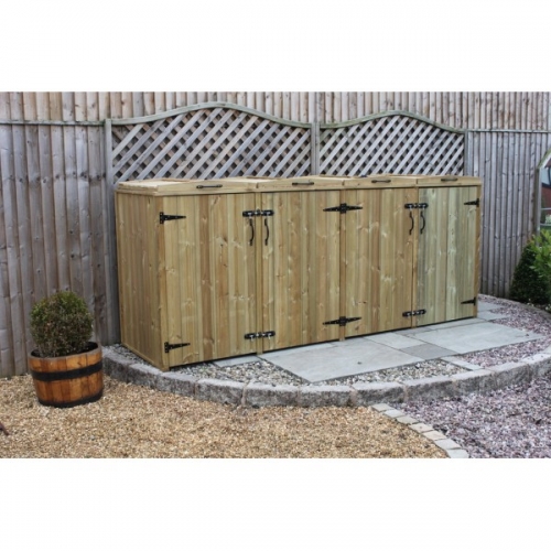 Quad Chest Timber Wheelie Bin Store

