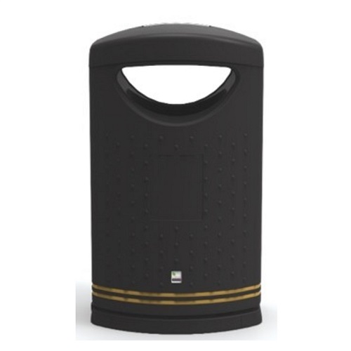 Pioneer Hooded Litter Bin - 130 Litre - black