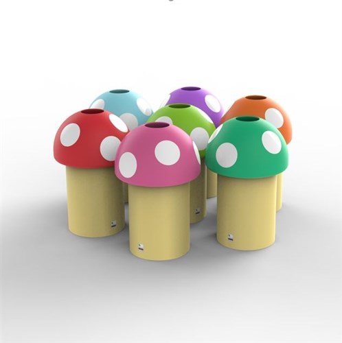 Novelty Mushroom Litter Bin with Optional Smiley Face