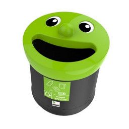 Novelty Smiley Face Litter Bin - 40 Litre - green
