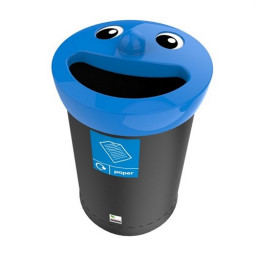 Novelty Smiley Face Recycling Bin - 62 Litre - blue