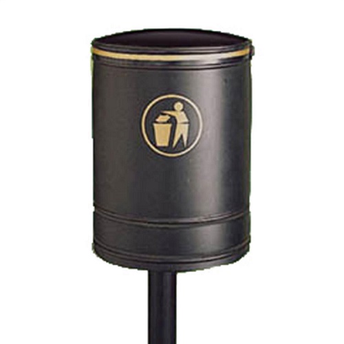 Nickleby Post Mountable Open Top Litter Bin - 40 Litre - black