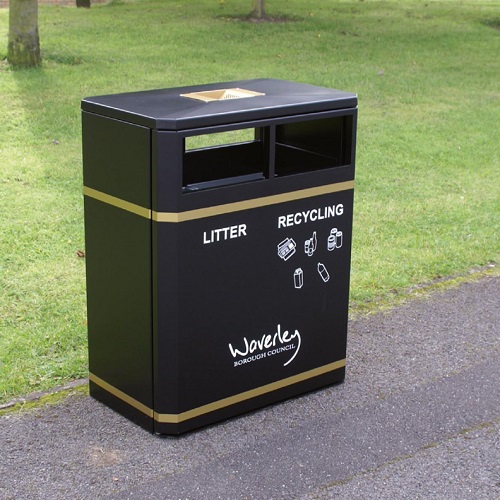 Middlesbrough Dual Litter & Recycling Bin - 160 Litre - black