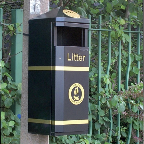 Middlesbrough Post Mountable Steel Litter Bin - 70 Litre Capacity