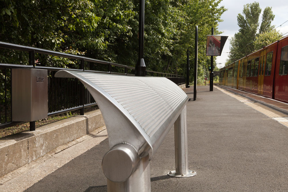 The Metro Stainless Steel Perch Bench - lifestyle
