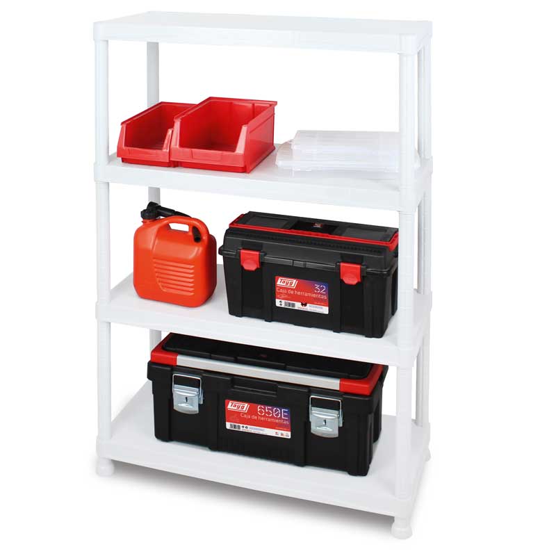 Garage & Shed Plastic Shelving Unit - White - 900 x 400 x 1366mm