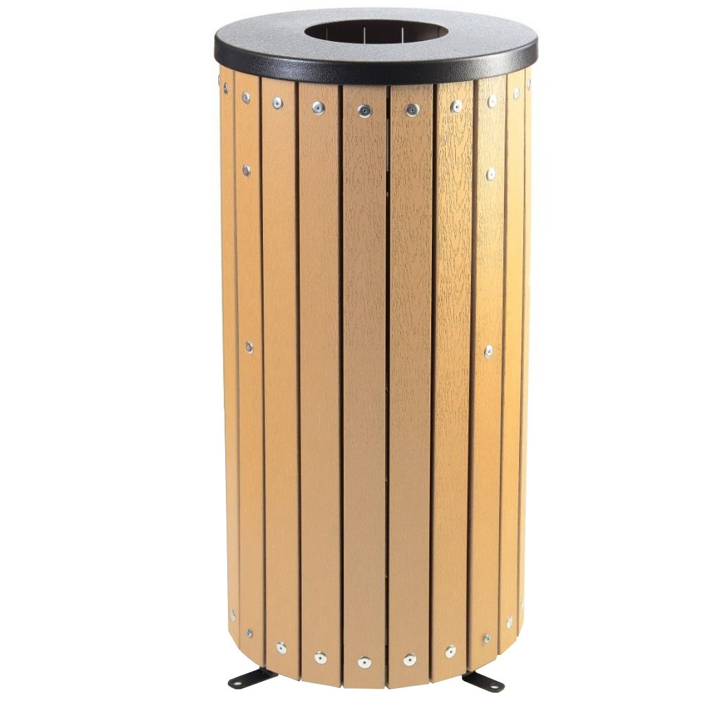 Open Top Wood Effect Waste Bin - 40 Litre - beech
