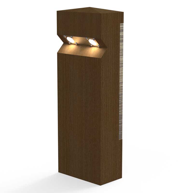 Stratton Double Solar LED Lighting Larch Timber Bollard