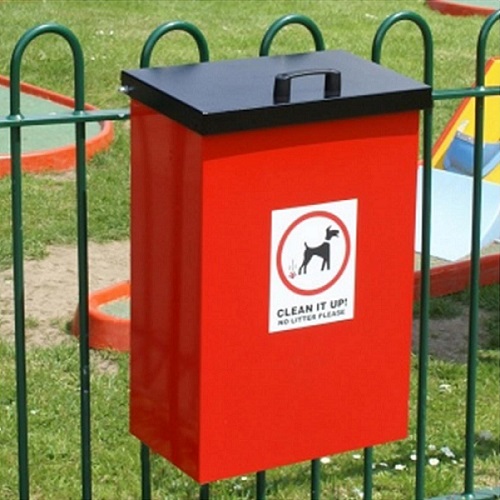 Post Mountable Galvanised Steel Dog Waste Bin