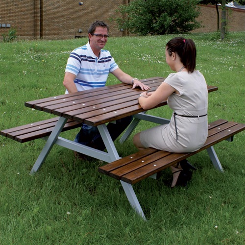 Iroko Hardwood Picnic Table - lifestyle