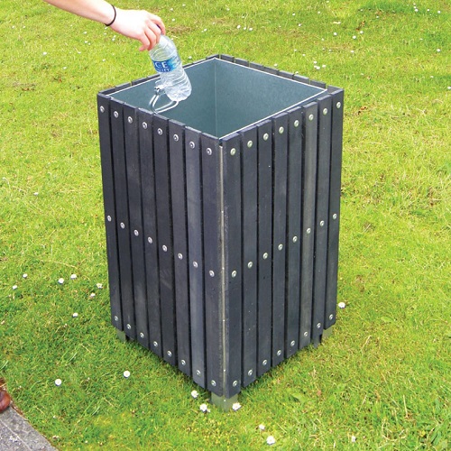 Square Plastic Slatted Open Top Litter Bin - 112 Litre Capacity
