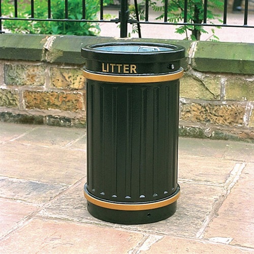 GRP Circular Fluted Open Top Litter Bin - 84 Litre