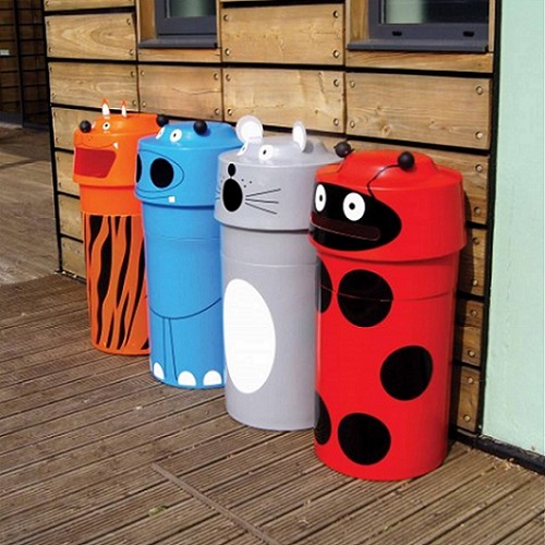 Set of 4 Animal Face Litter Bins