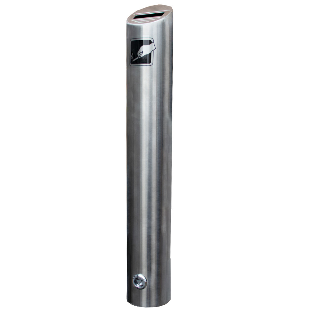 Brushed Aluminium Wall Mounted Cylindrical Cigarette Bin