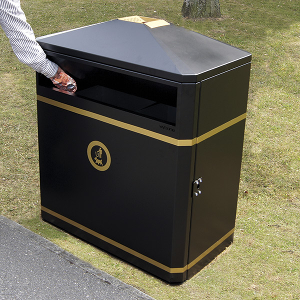 Middlesbrough Steel Litter Bin - 224 Litre - black with gold