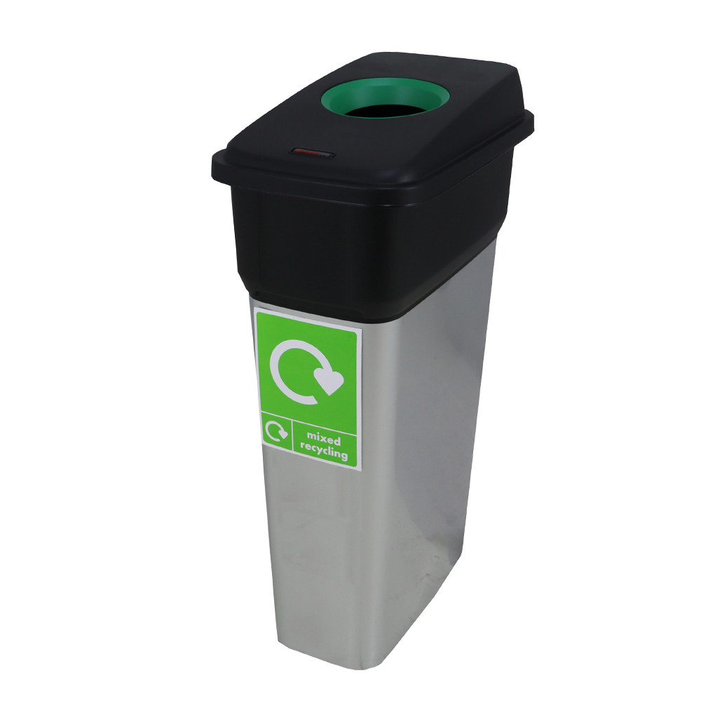 Slim Metal Look Plastic Recycling Bin