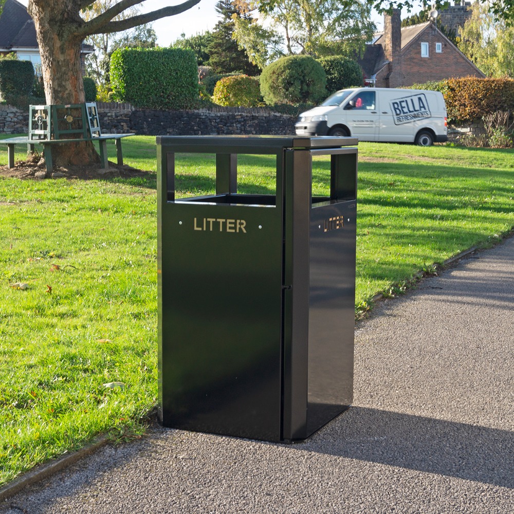 Middlesbrough Steel Litter Bin - 112 Litre - Black