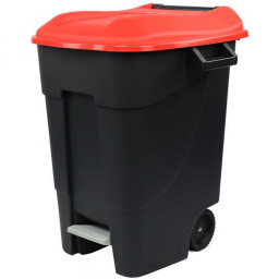 100 Litre Red Pedal Operated Wheeled Litter Bin