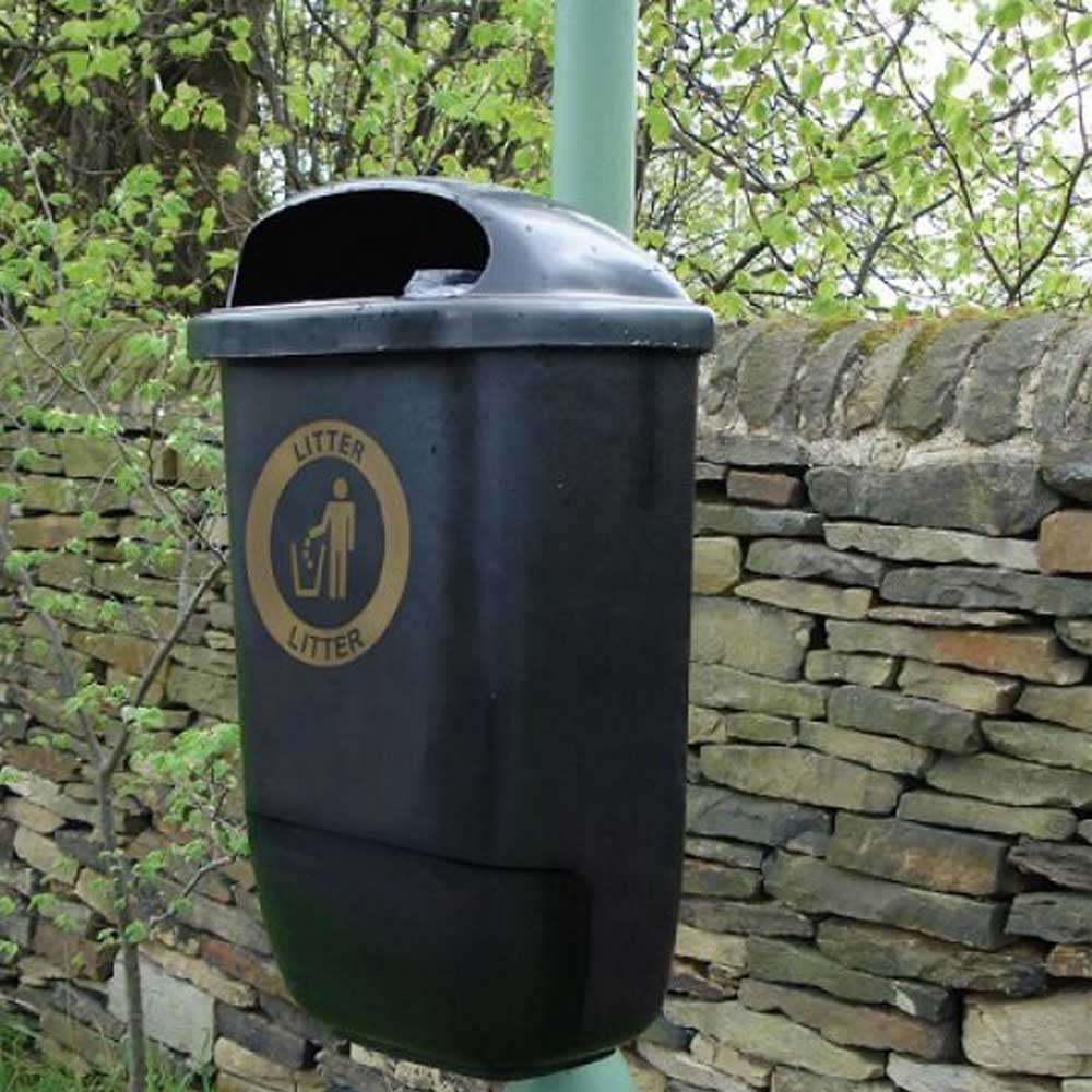 Polyethylene Post Mountable Litter Bin - 50 Litre Capacity