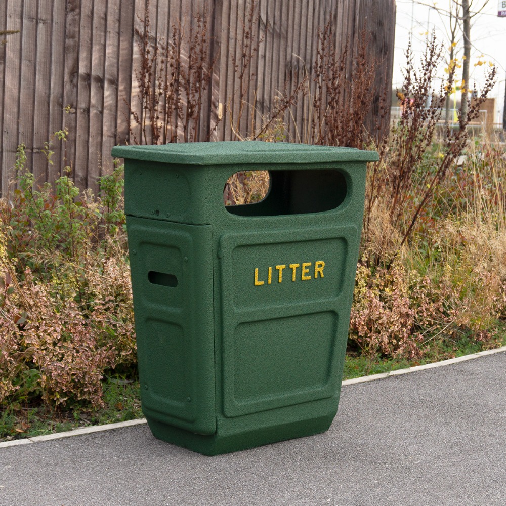 Fire Retardant GRC Closed Top Litter Bin - 84 Litre