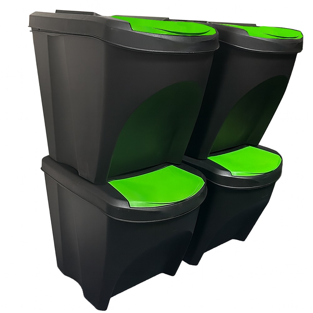 Simpler Recycling Set of 4 25L Stackable Recycling Bins  - Stackinbin