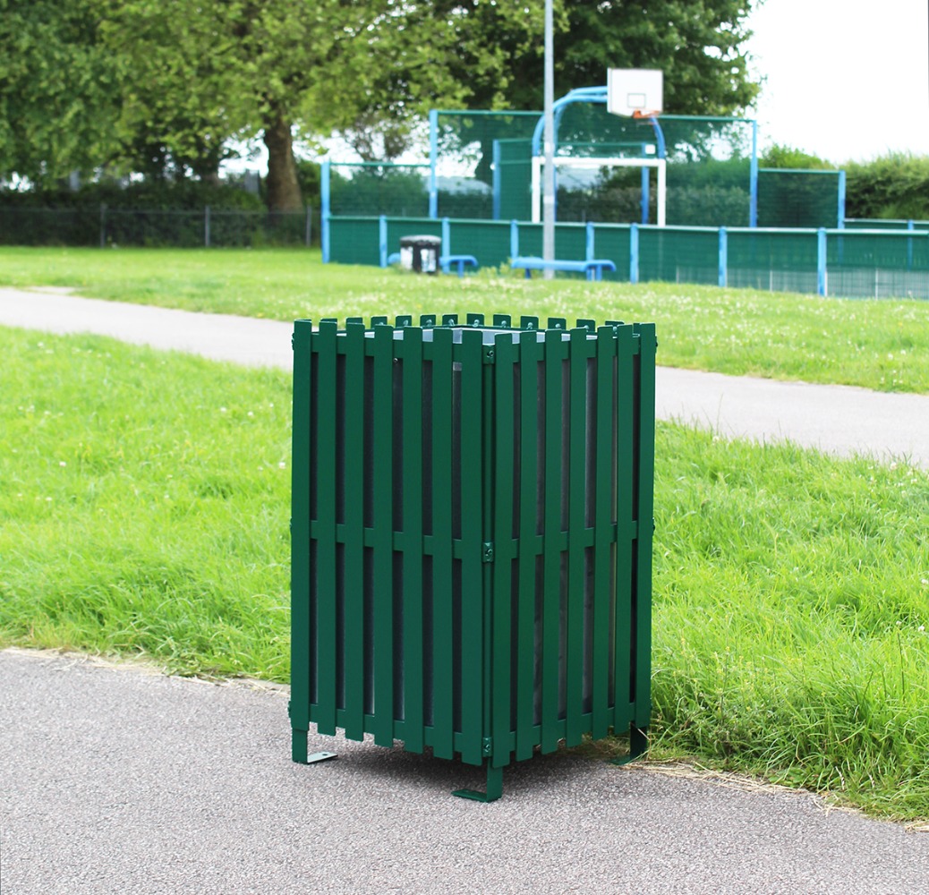 Anti Vandal Square Litter Bin - 112 Litre

