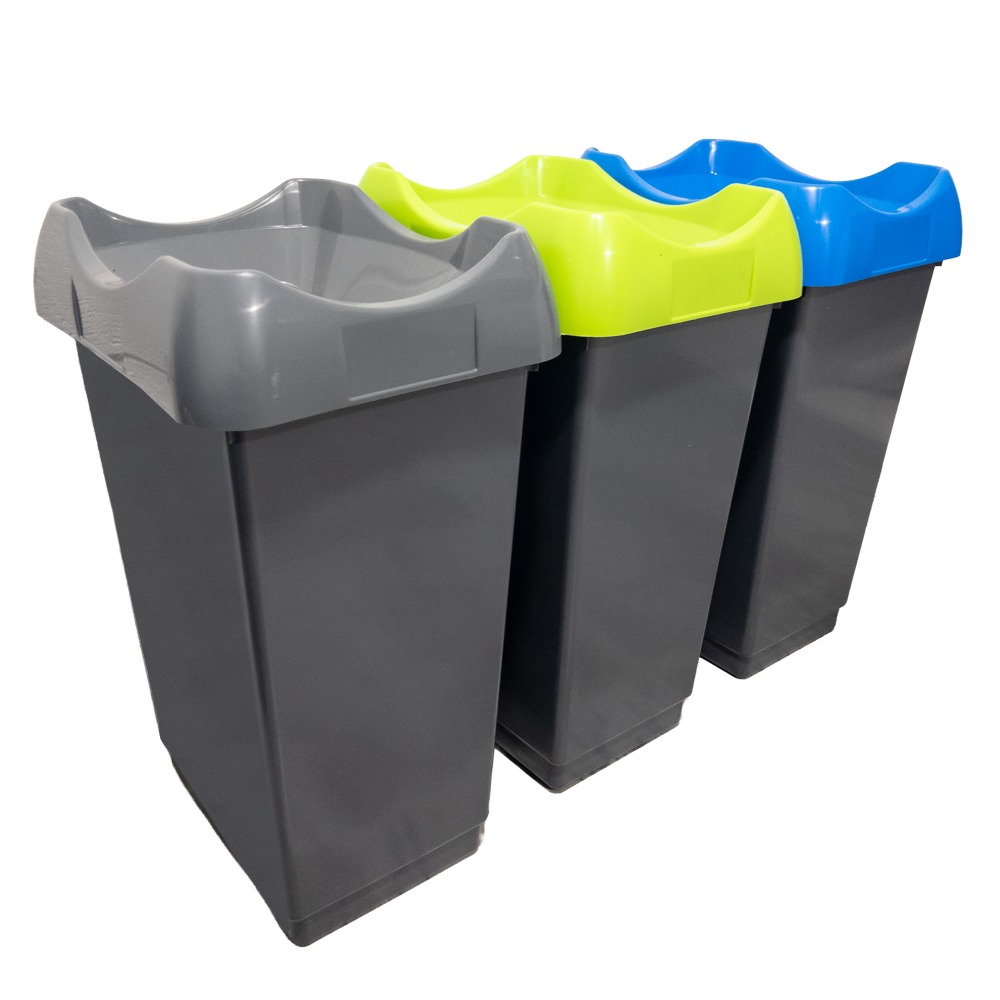Set Of 3 Open Top Recycling Bins - 50 Litre - Clearance 