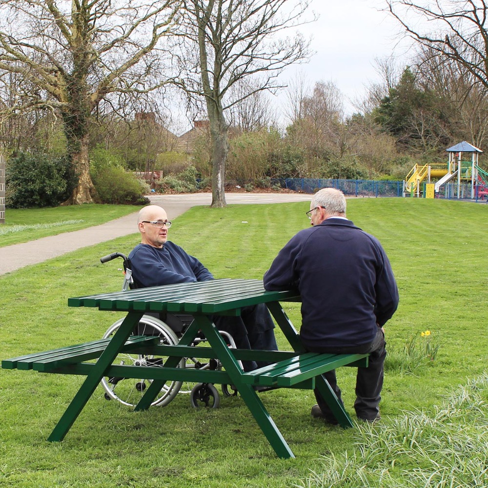 Steel Wheelchair Friendly Picnic Table - lifestyle picture