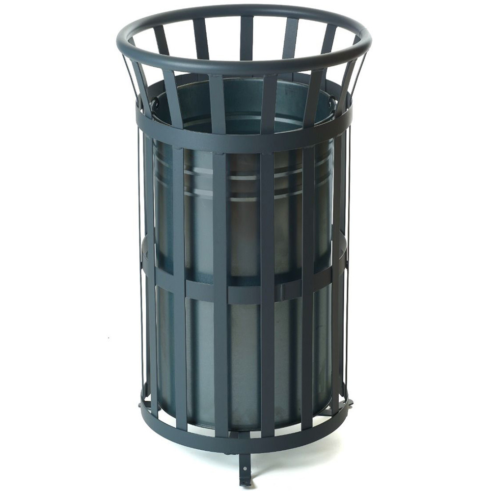 40 Litre Circular Steel Open Top Rubbish Bin - light grey