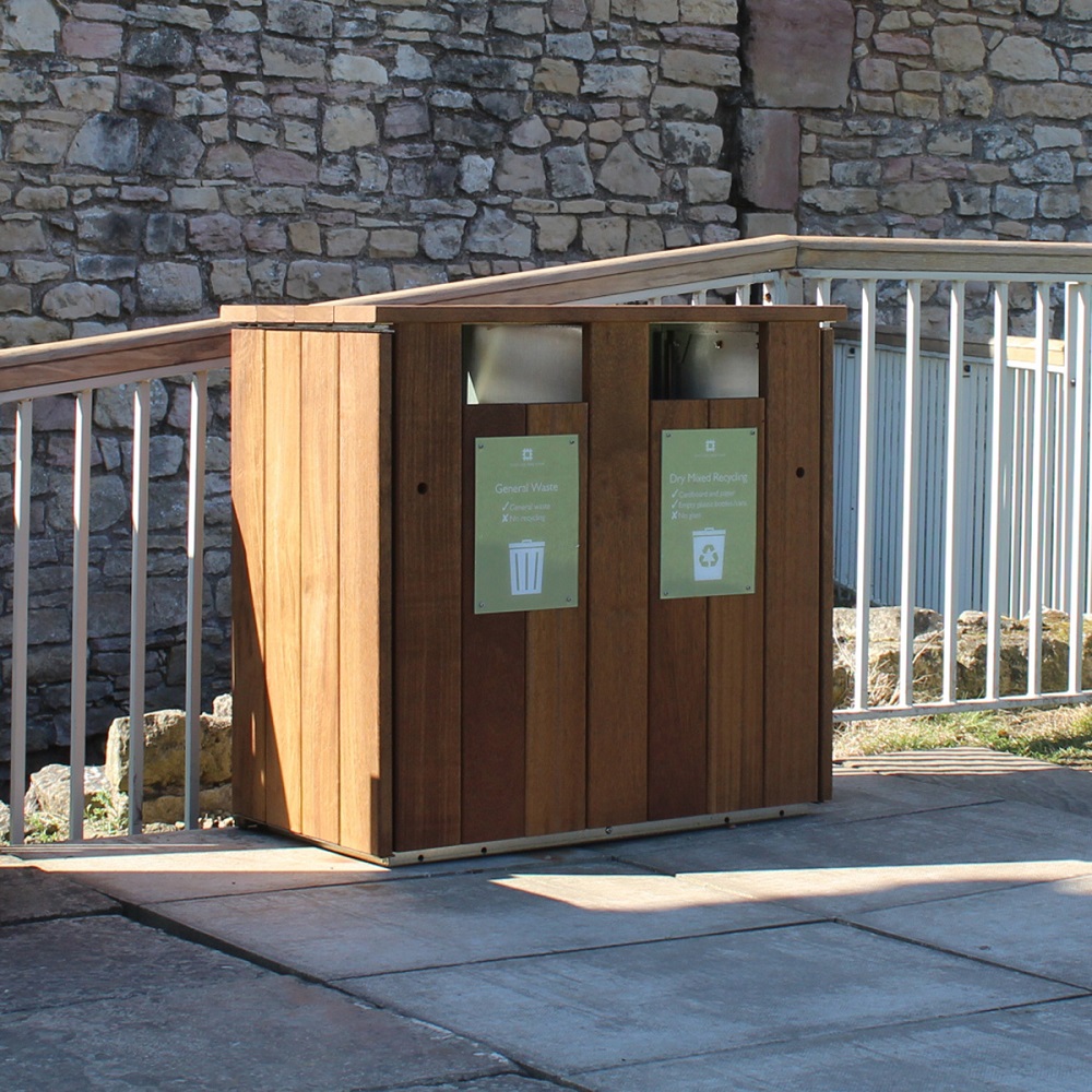 Double Iroko Hardwood Bin - 196 Litre
