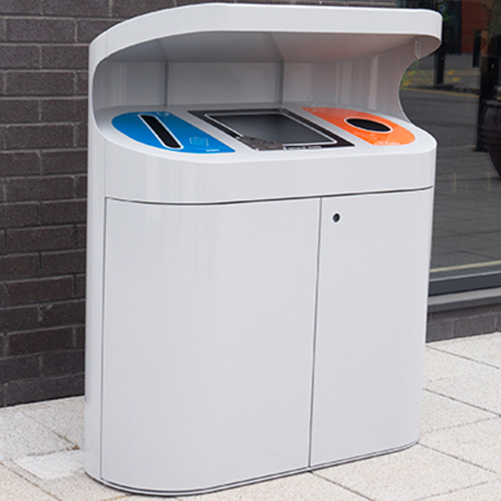 Torpedo Triple External Recycling Bin With Hood - 162 Litre